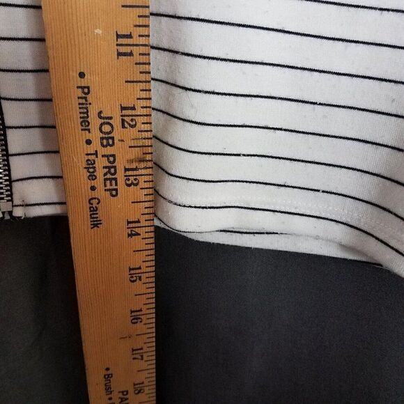 Popular Basics Large Pull Up Striped Black White Pencil Skirt Full Zip Up L - Picture 11 of 12